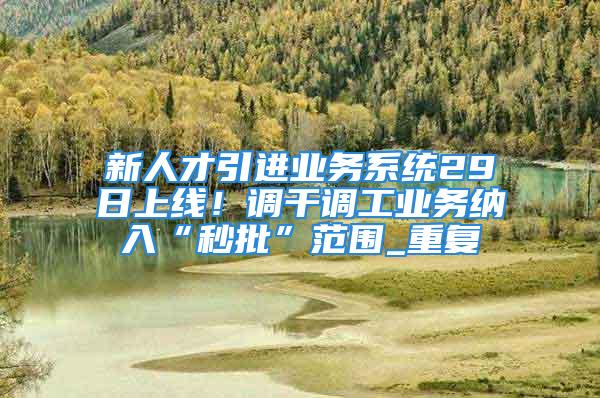 新人才引進業務系統29日上線！調干調工業務納入“秒批”范圍_重復