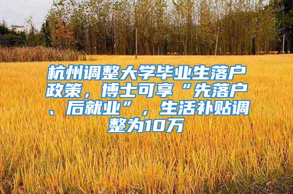 杭州調整大學畢業生落戶政策，博士可享“先落戶、后就業”，生活補貼調整為10萬