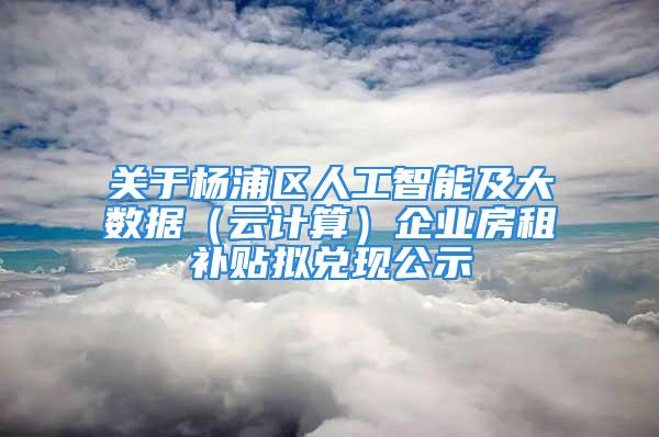 關于楊浦區人工智能及大數據（云計算）企業房租補貼擬兌現公示