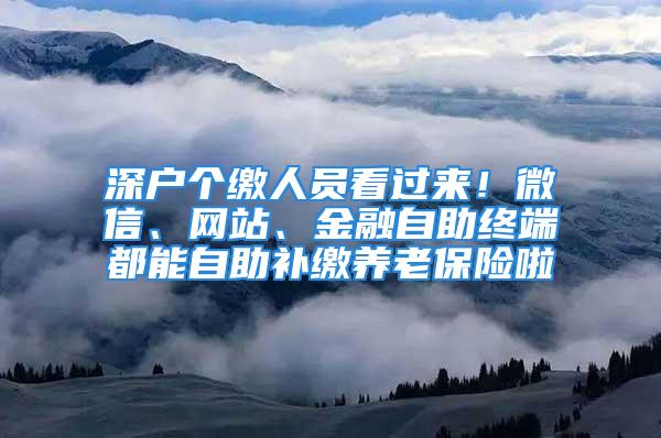 深戶個繳人員看過來！微信、網站、金融自助終端都能自助補繳養老保險啦