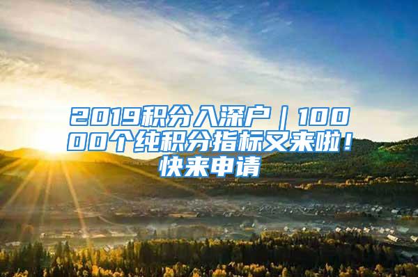 2019積分入深戶｜10000個純積分指標又來啦！快來申請