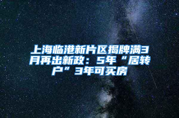 上海臨港新片區揭牌滿3月再出新政：5年“居轉戶”3年可買房