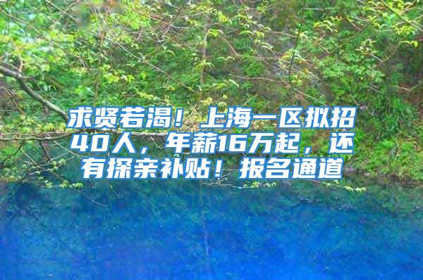 求賢若渴！上海一區擬招40人，年薪16萬起，還有探親補貼！報名通道→