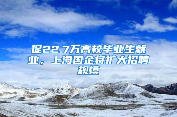 促22.7萬高校畢業生就業，上海國企將擴大招聘規模