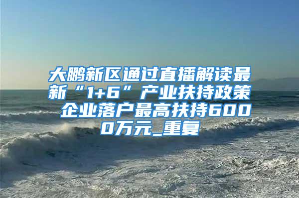 大鵬新區通過直播解讀最新“1+6”產業扶持政策 企業落戶最高扶持6000萬元_重復