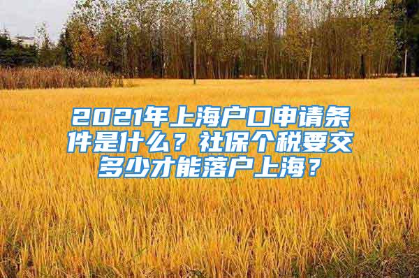 2021年上海戶口申請條件是什么？社保個稅要交多少才能落戶上海？