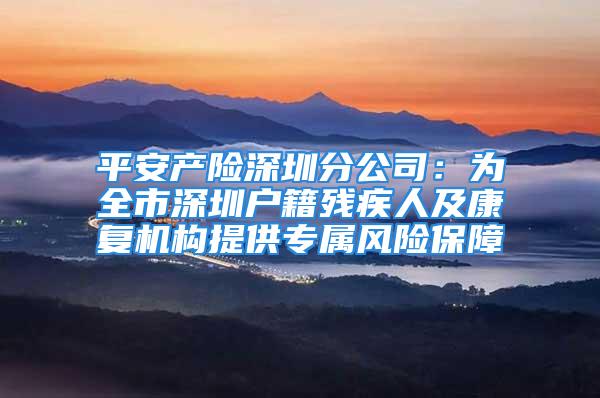 平安產險深圳分公司：為全市深圳戶籍殘疾人及康復機構提供專屬風險保障