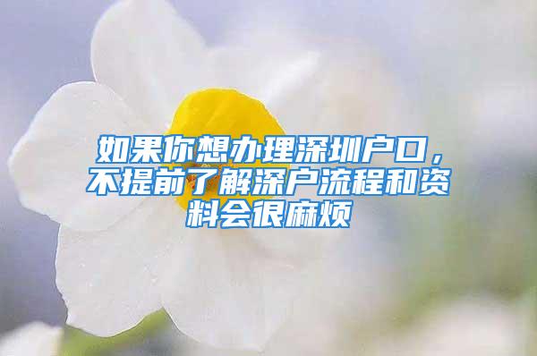 如果你想辦理深圳戶口，不提前了解深戶流程和資料會很麻煩