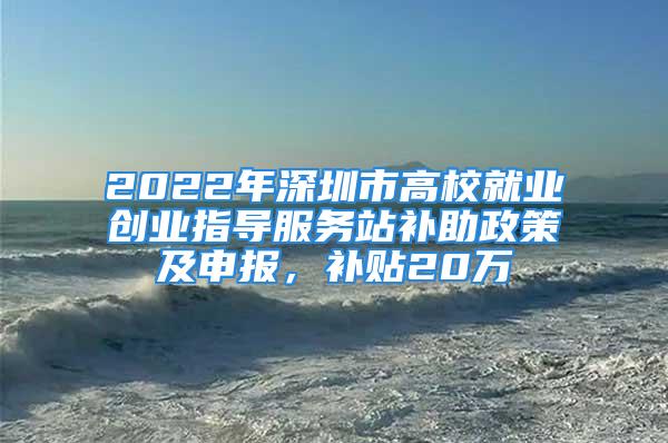 2022年深圳市高校就業創業指導服務站補助政策及申報，補貼20萬