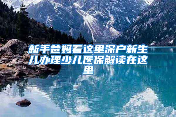 新手爸媽看這里深戶新生兒辦理少兒醫保解讀在這里