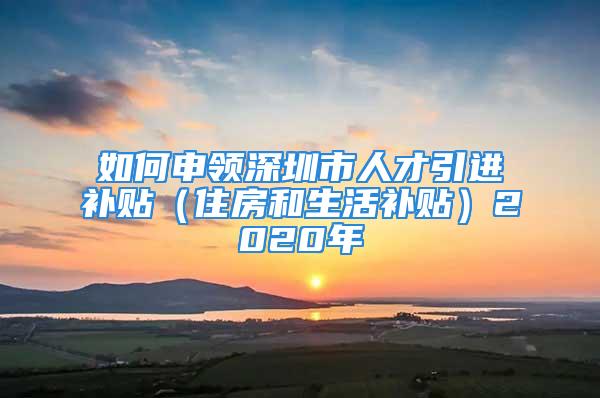 如何申領深圳市人才引進補貼（住房和生活補貼）2020年