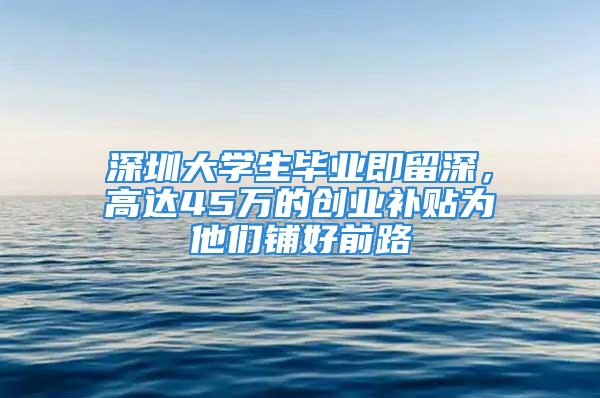 深圳大學生畢業即留深，高達45萬的創業補貼為他們鋪好前路