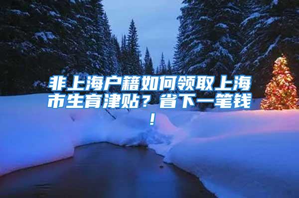 非上海戶籍如何領取上海市生育津貼？省下一筆錢！