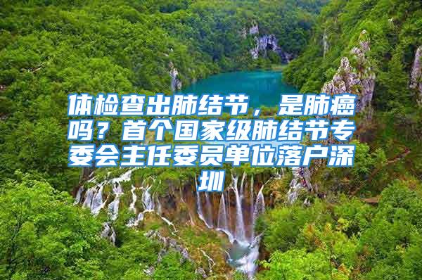 體檢查出肺結節，是肺癌嗎？首個國家級肺結節專委會主任委員單位落戶深圳