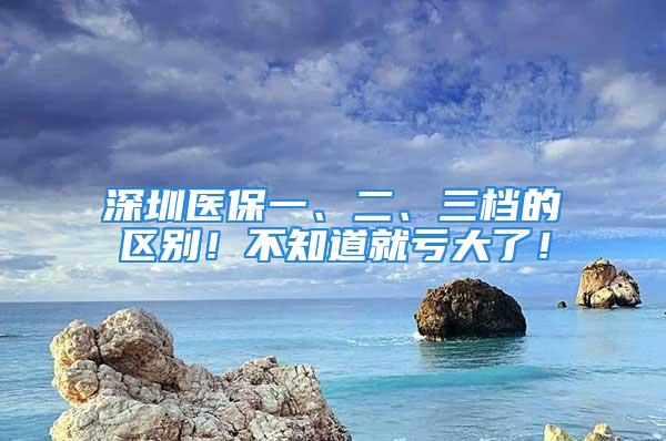 深圳醫保一、二、三檔的區別！不知道就虧大了！