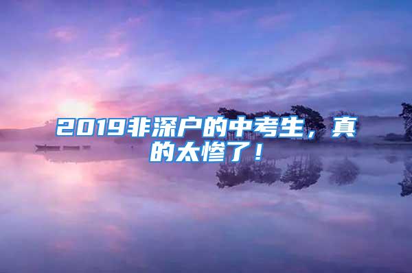 2019非深戶的中考生，真的太慘了！