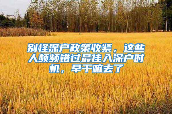 別怪深戶政策收緊，這些人頻頻錯過最佳入深戶時機，早干嘛去了