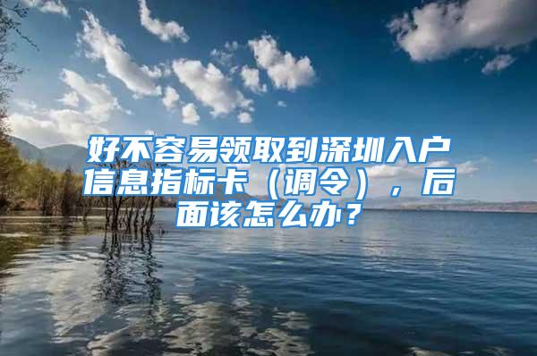 好不容易領取到深圳入戶信息指標卡（調令），后面該怎么辦？