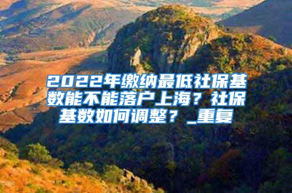 2022年繳納最低社?；鶖的懿荒苈鋺羯虾?？社?；鶖等绾握{整？_重復