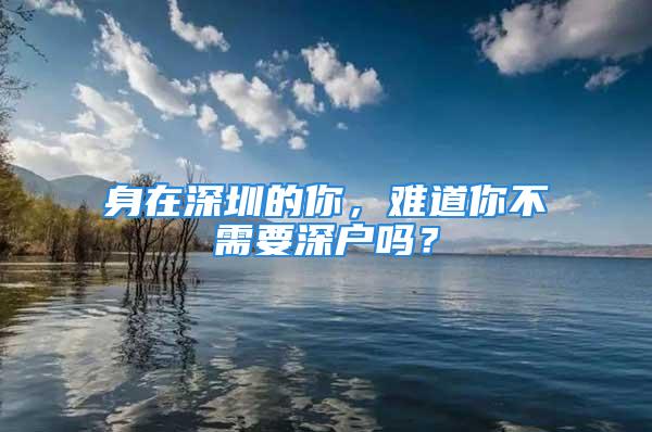 身在深圳的你，難道你不需要深戶嗎？