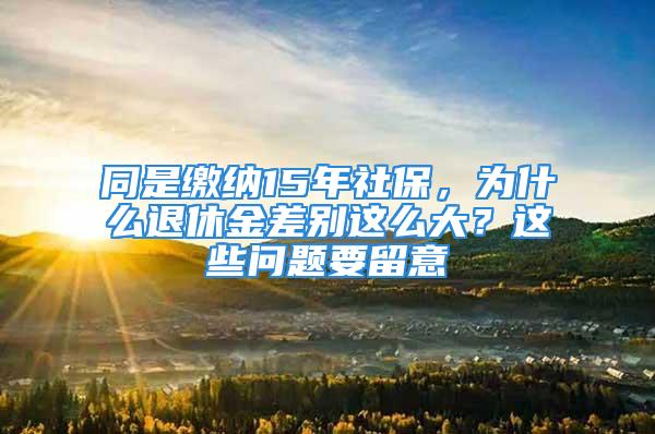 同是繳納15年社保，為什么退休金差別這么大？這些問題要留意