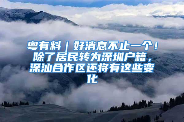 粵有料｜好消息不止一個！除了居民轉為深圳戶籍，深汕合作區還將有這些變化