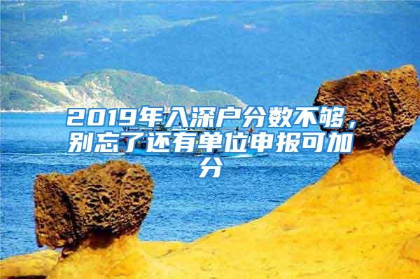 2019年入深戶分數不夠，別忘了還有單位申報可加分