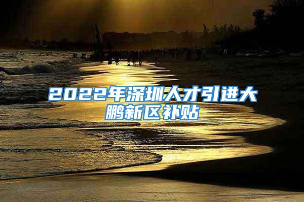 2022年深圳人才引進大鵬新區補貼