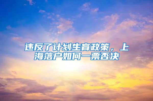 違反了計劃生育政策，上海落戶如何一票否決