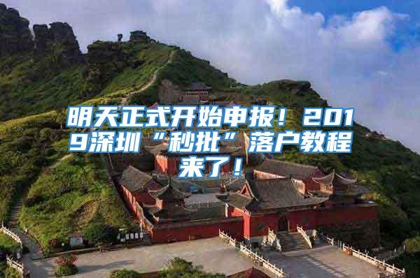 明天正式開始申報！2019深圳“秒批”落戶教程來了！