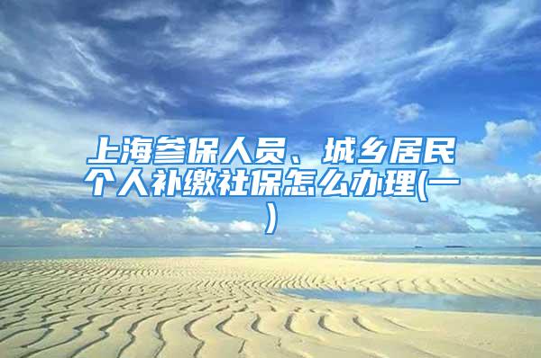 上海參保人員、城鄉居民個人補繳社保怎么辦理(一)