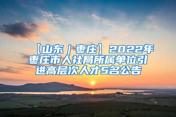 【山東｜棗莊】2022年棗莊市人社局所屬單位引進高層次人才5名公告