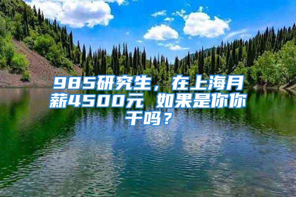 985研究生，在上海月薪4500元 如果是你你干嗎？