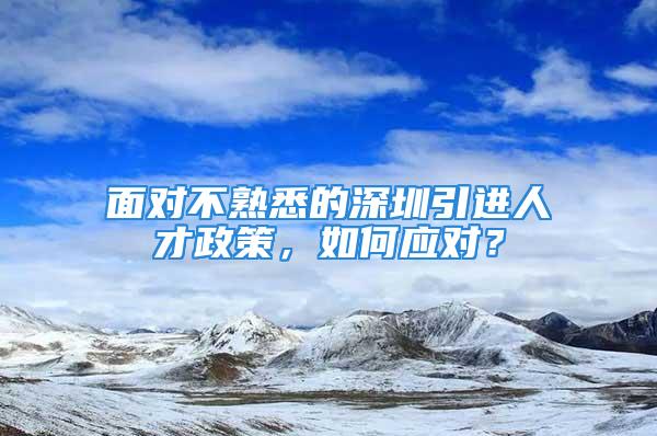 面對不熟悉的深圳引進人才政策，如何應對？