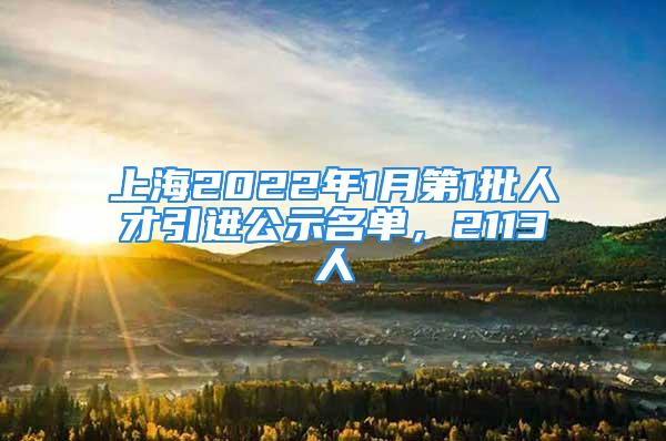 上海2022年1月第1批人才引進公示名單，2113人