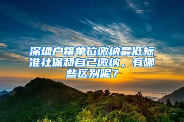 深圳戶籍單位繳納最低標準社保和自己繳納，有哪些區別呢？