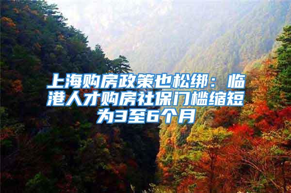 上海購房政策也松綁：臨港人才購房社保門檻縮短為3至6個月