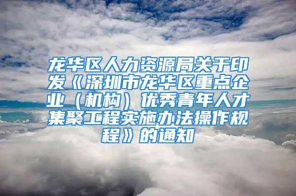 龍華區人力資源局關于印發《深圳市龍華區重點企業（機構）優秀青年人才集聚工程實施辦法操作規程》的通知