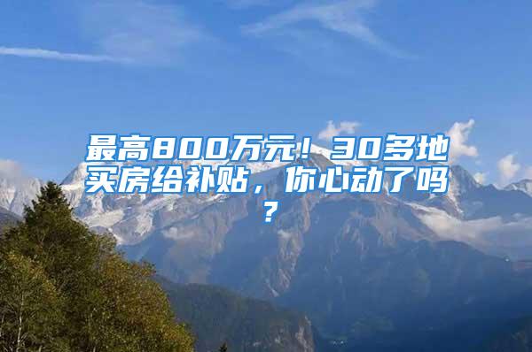 最高800萬元！30多地買房給補貼，你心動了嗎？