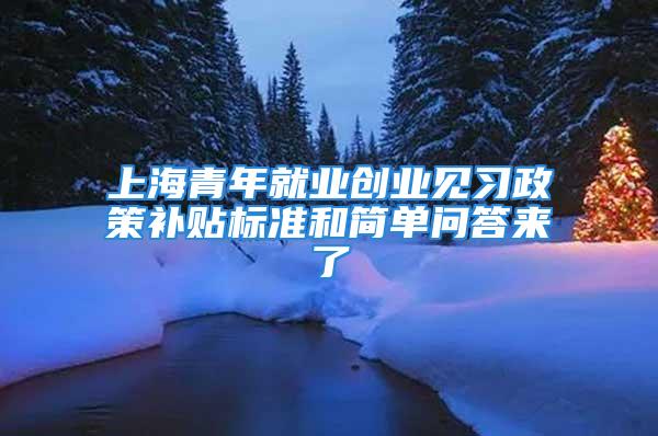 上海青年就業創業見習政策補貼標準和簡單問答來了