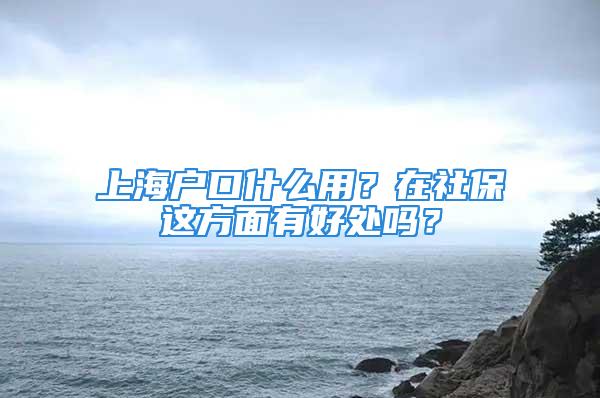 上海戶口什么用？在社保這方面有好處嗎？