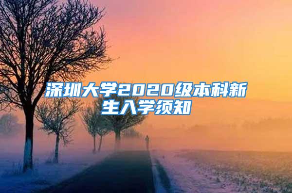 深圳大學2020級本科新生入學須知