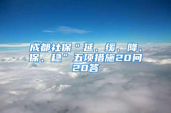 成都社保＂延、緩、降、保、穩”五項措施20問20答