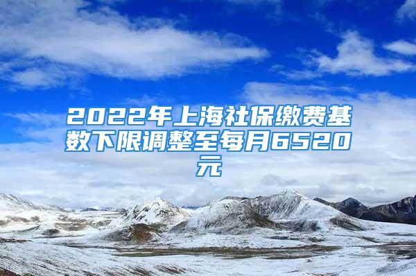 2022年上海社保繳費基數下限調整至每月6520元