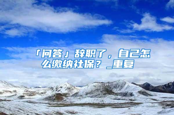 「問答」辭職了，自己怎么繳納社保？_重復