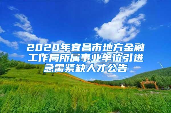 2020年宜昌市地方金融工作局所屬事業單位引進急需緊缺人才公告