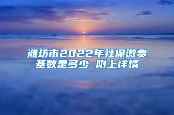 濰坊市2022年社保繳費基數是多少 附上詳情