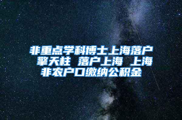 非重點學科博士上海落戶 擎天柱 落戶上海 上海非農戶口繳納公積金