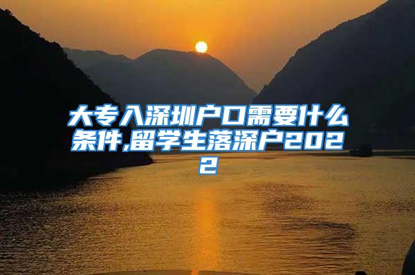 大專入深圳戶口需要什么條件,留學生落深戶2022