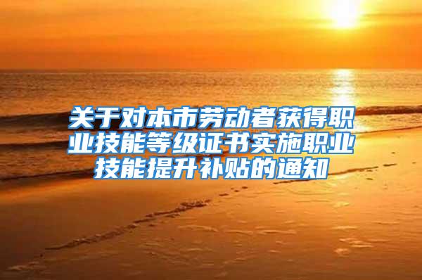 關于對本市勞動者獲得職業技能等級證書實施職業技能提升補貼的通知